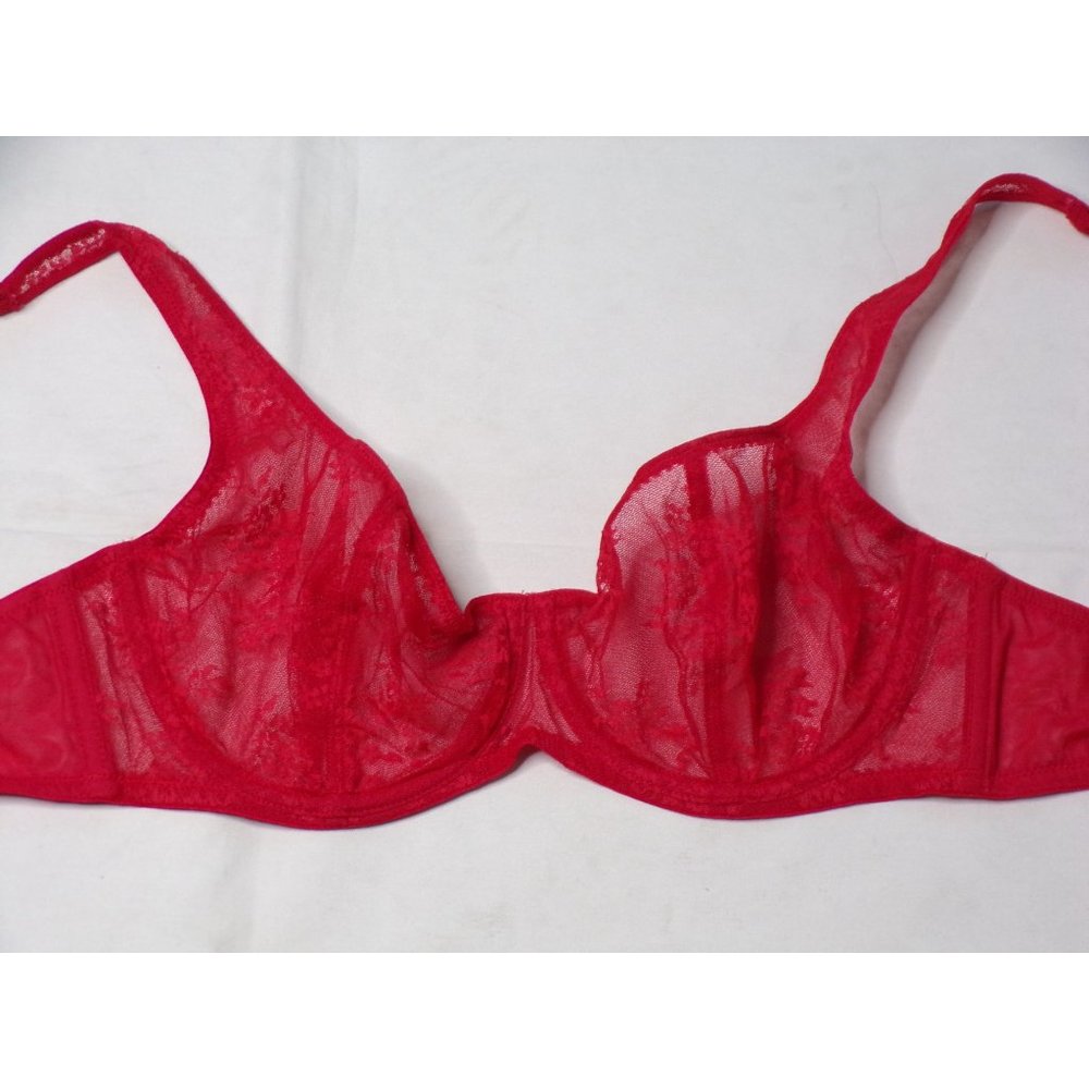 JOURNELLE Romy Demi Sheer Lace Underwire Bra Red 36D NEW - Picture 7 of 10